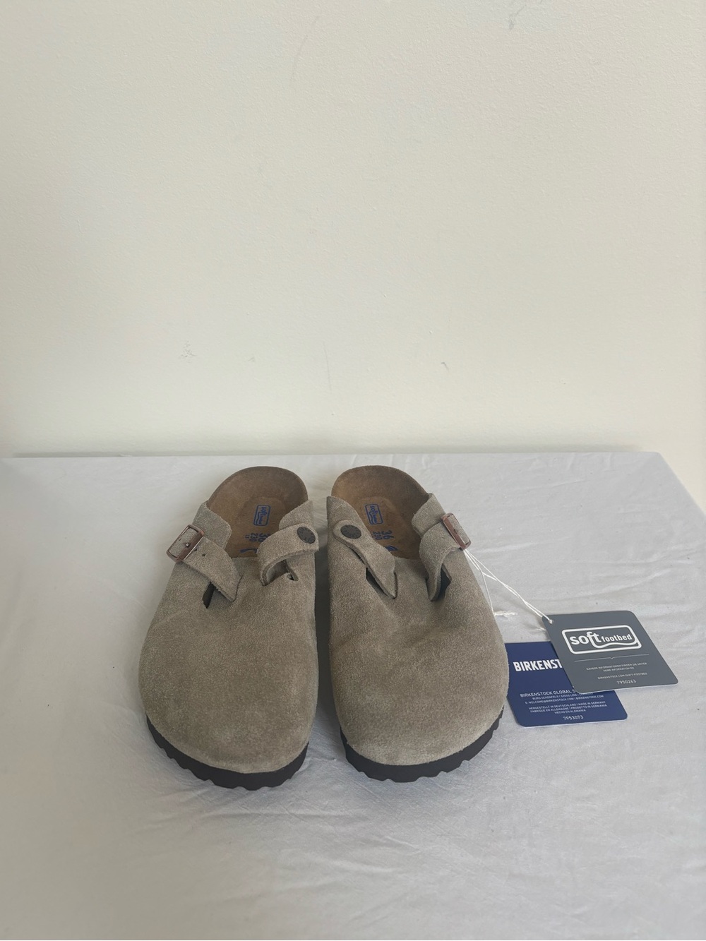 Birkenstock Boston Clogs Suede Leather Taupe Size 5 Womens Eu 36 NWT
